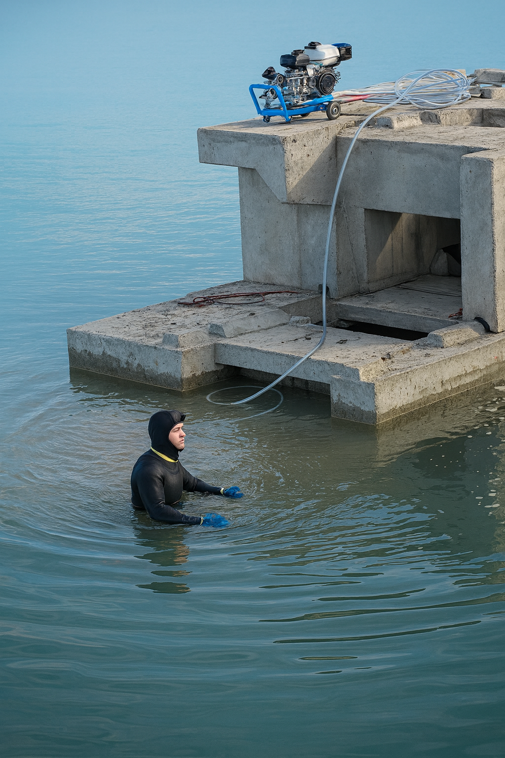 Inspección de obra marítima - Muelle en construcción